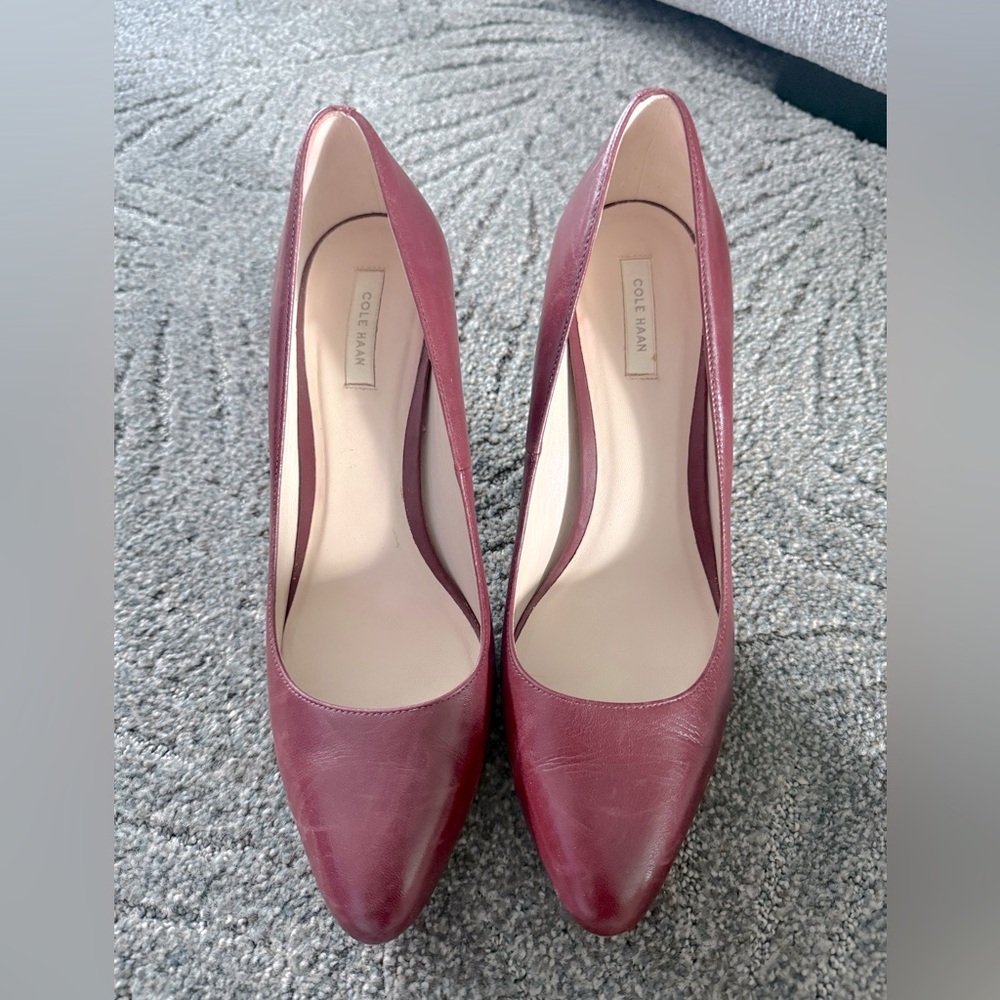 Cole Haan Women's Bethany Almond Toe Burgundy Pumps